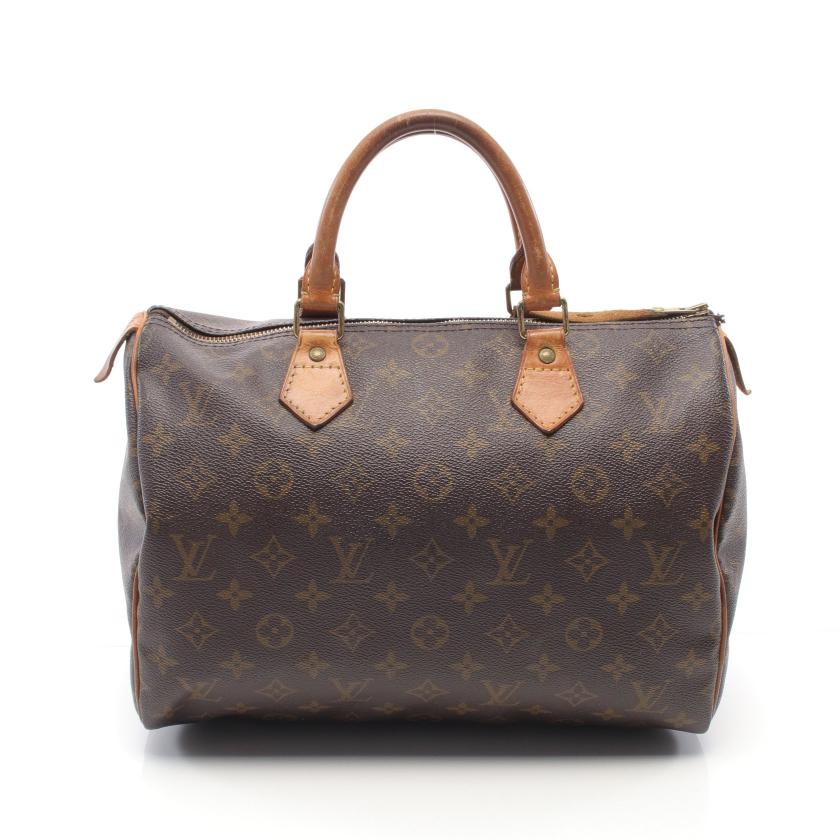 LOUIS VUITTON スピーディ30 モノグラム ハンドバッグ PVC レザー ブラウン