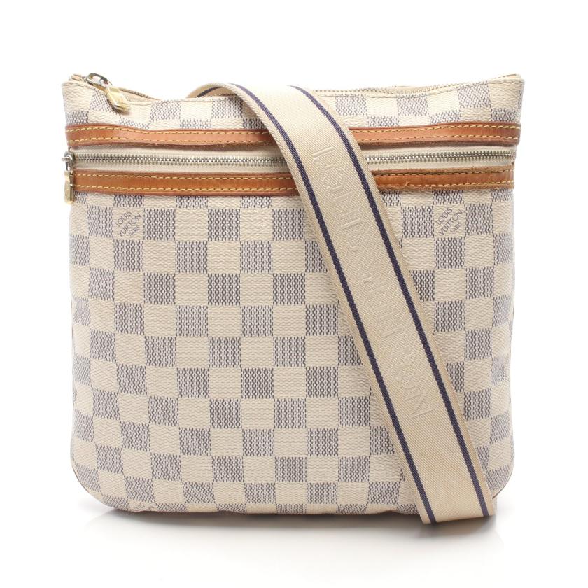 LOUIS VUITTON　ポシェットボスフォール ダミエアズール ショルダーバッグ PVC レザー ホワイト
