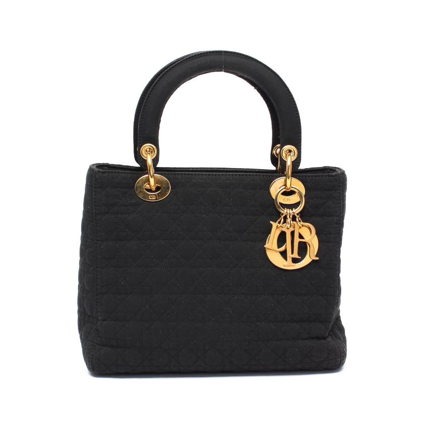 Christian Dior レディディオール カナージュ ハンドバッグ ナイロン ブラック